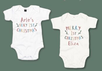 Personalised Name Baby's First Christmas Babygrow, 3 of 4