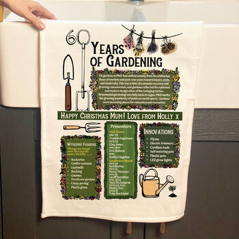 60 Years Of Gardening 60th Birthday Gift Tea Towel, 2 of 6