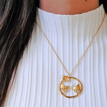Turtle Dove Infinity Necklace In Gold Plated Silver, 2 of 5