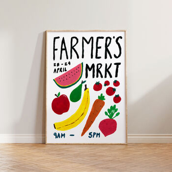 Farmer's Market Kitchen Wall Art Hand Painted Print, 2 of 6