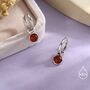 Sterling Silver Dangling Red Onyx Hoop Earrings, thumbnail 3 of 12