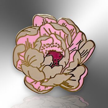 Peony Flower Hard Enamel Pin Lapel Badge, Botanical Floral Brooch, Jewellery Friendship Gifts For Women, 3 of 8