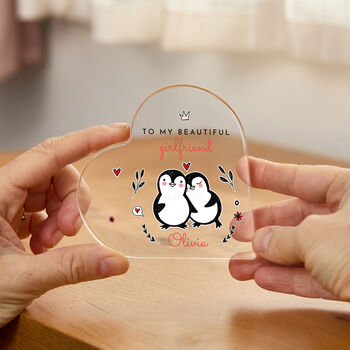 Gift For Girlfriend Personalised Acrylic Heart Plaque, 3 of 4