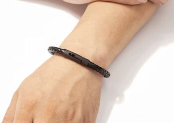 Braided Leather Plaited Bracelet Black Or Brown, 3 of 12