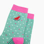 Embroidered Watermelon Combed Cotton Socks In Mint/Pink, thumbnail 2 of 4