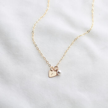Personalised Tiny Heart And Pearl Necklace, 2 of 5