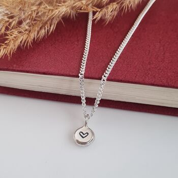 Tiny Solid Sterling Silver Heart Pebble Necklace, 2 of 6