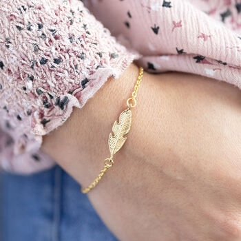 Personalised Gold Plated Feather Bracelet, 3 of 9