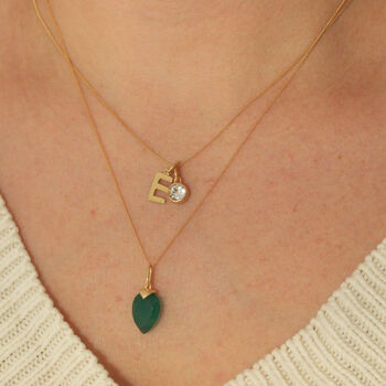 18ct Gold Plated Necklace With Initial And Birthstone, 2 of 5