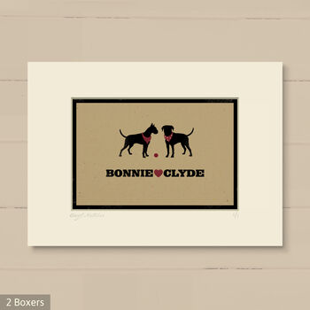 Personalised Boxer Dog Print For One Or Two Dogs, 9 of 10