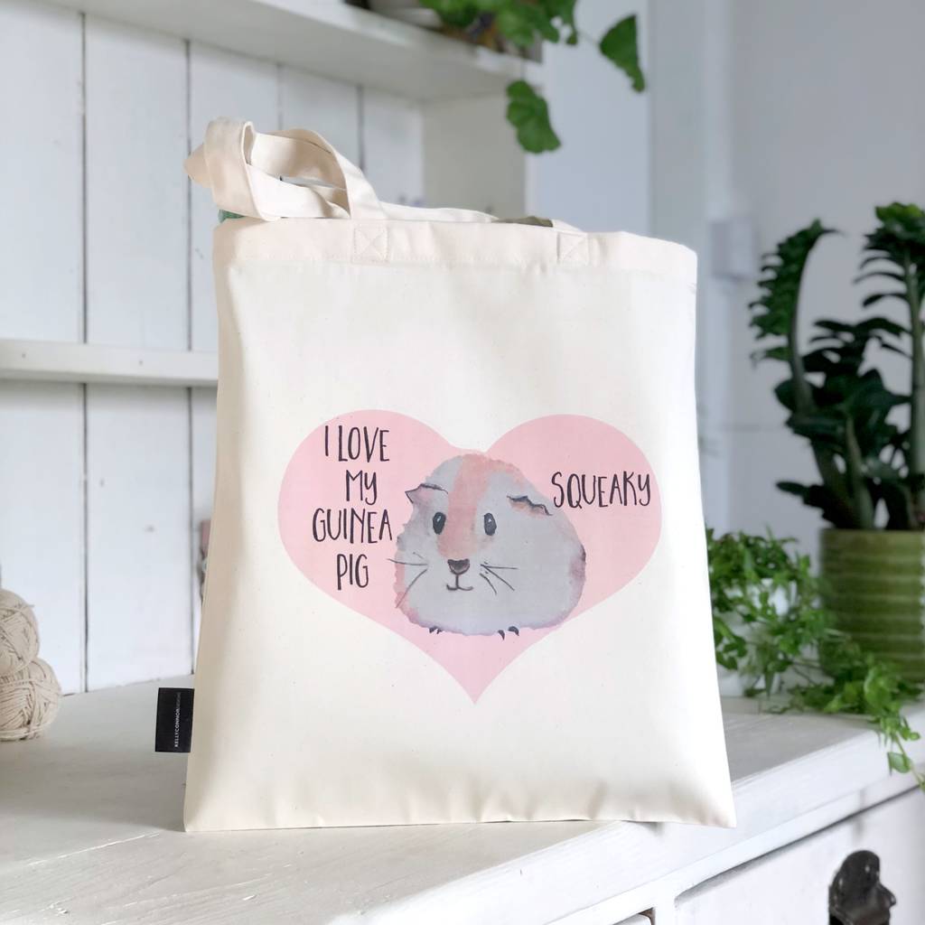 personalised guinea pig bag, guinea pig gift by kelly connor designs