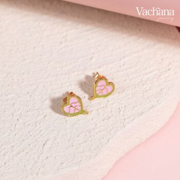 Enamel Bodhi Leaf Gold Vermeil, Sterling Silver Earrings, 7 of 11