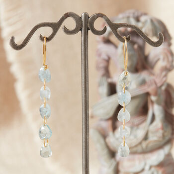 Aquamarine Dangle Link Gold And Silver Earrings, 2 of 11