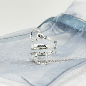 Sterling Silver Equestrian Horse Stirrup Winding Ring, 2 of 6