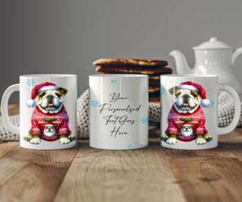 Personalised Bulldog In Christmas Jumper Mug, 2 of 2