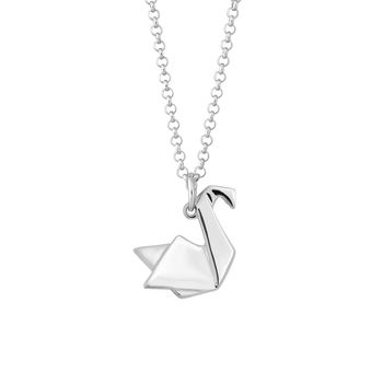 Origami Swan Necklace, Sterling Silver Or Gold Plated, 10 of 11