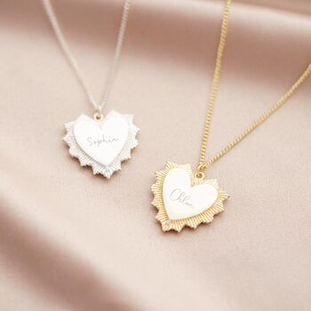 Vintage Heart Pendant Personalised Name Necklace, 2 of 7