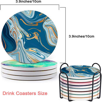 Pack Of Eight Marble Absorbent Coasters With Holder, 2 of 4