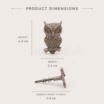 Vintage Brass Owl Perch Drawer Knob, 6 of 8