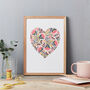 Martha Floral Heart Love Print A3, thumbnail 1 of 2