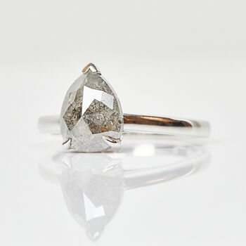 Platinum Pear Shape Grey Diamond Engagement Ring, 2 of 2