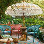 Hand Painted Pink And Green Fringed Garden Parasol, thumbnail 2 of 2