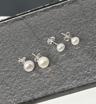 Freshwater Pearl And Sterling Silver Stud Earrings, 5 of 5