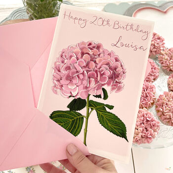 Personalised Hydrangea Age Birthday Card, 7 of 8