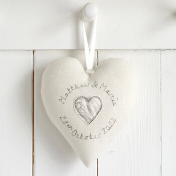 Personalised Linen 4th Wedding Anniversary Heart Gift, 8 of 10