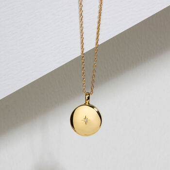Diamond Round Urn Necklace 18 K Gold Plated Silver, 3 of 6