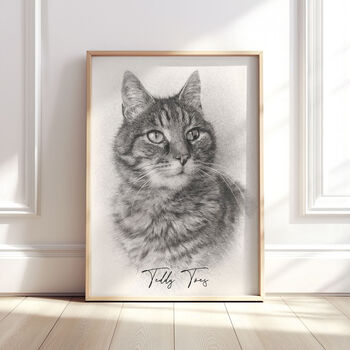 Personalised Black And White Pencil Sketch Pet Portrait, 9 of 12