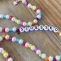 Personalised Rainbow And Faux Pearl Beaded Necklace, thumbnail 3 of 3