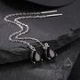 Black Cz Droplet Threader Earrings In Sterling Silver, thumbnail 4 of 11