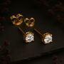 Solid 9ct Yellow Gold April Cubic Zirconia Birthstone Stud Earrings, thumbnail 2 of 5