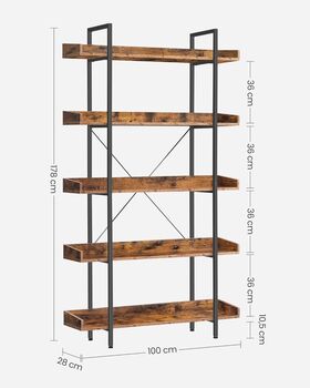 Five Tier Bookcase With Spacious Storage Shelves, 2 of 9
