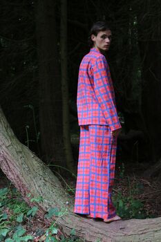 Organic Cotton Can Vibe Red Tartan Unisex Pyjama, 3 of 7