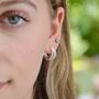 Sterling Silver Triple Hoop Bead Earrings, thumbnail 2 of 5