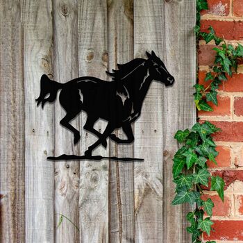 Running Horse Metal Garden Art, Outdoor Wall Decor For Garden Or Patio, 2 of 12