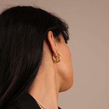18 K Gold Plated Vintage Inspired Portobello Mini Hoop, 5 of 8