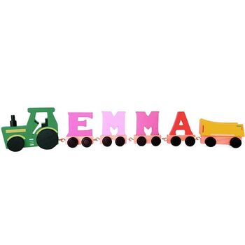 Personalised Kids Tractor Wooden Train Set, 2 of 8