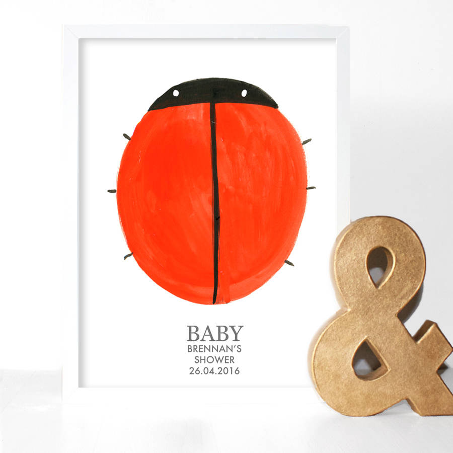 Baby Shower Ladybird Keepsake Fingerprint Art By Eleanor Bowmer   Original Baby Shower Ladybird Keepsake Fingerprint Art 