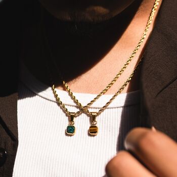 Mini Black Tigers Eye Gem Necklace Black Necklace For Men, 2 of 12