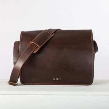 Personalised Leather Messenger Bag For Men ' Ryton ', 11 of 12