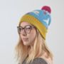 Rabbit Lambswool Knitted Bobble Hat Bright Colours, thumbnail 1 of 12