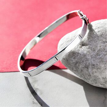 Solid Silver Screw Accent Bangle, 8 of 9