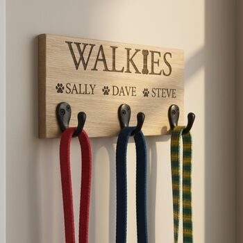 Personalised Dog Lead Holder In Solid Oak Or Walnut, 6 of 6