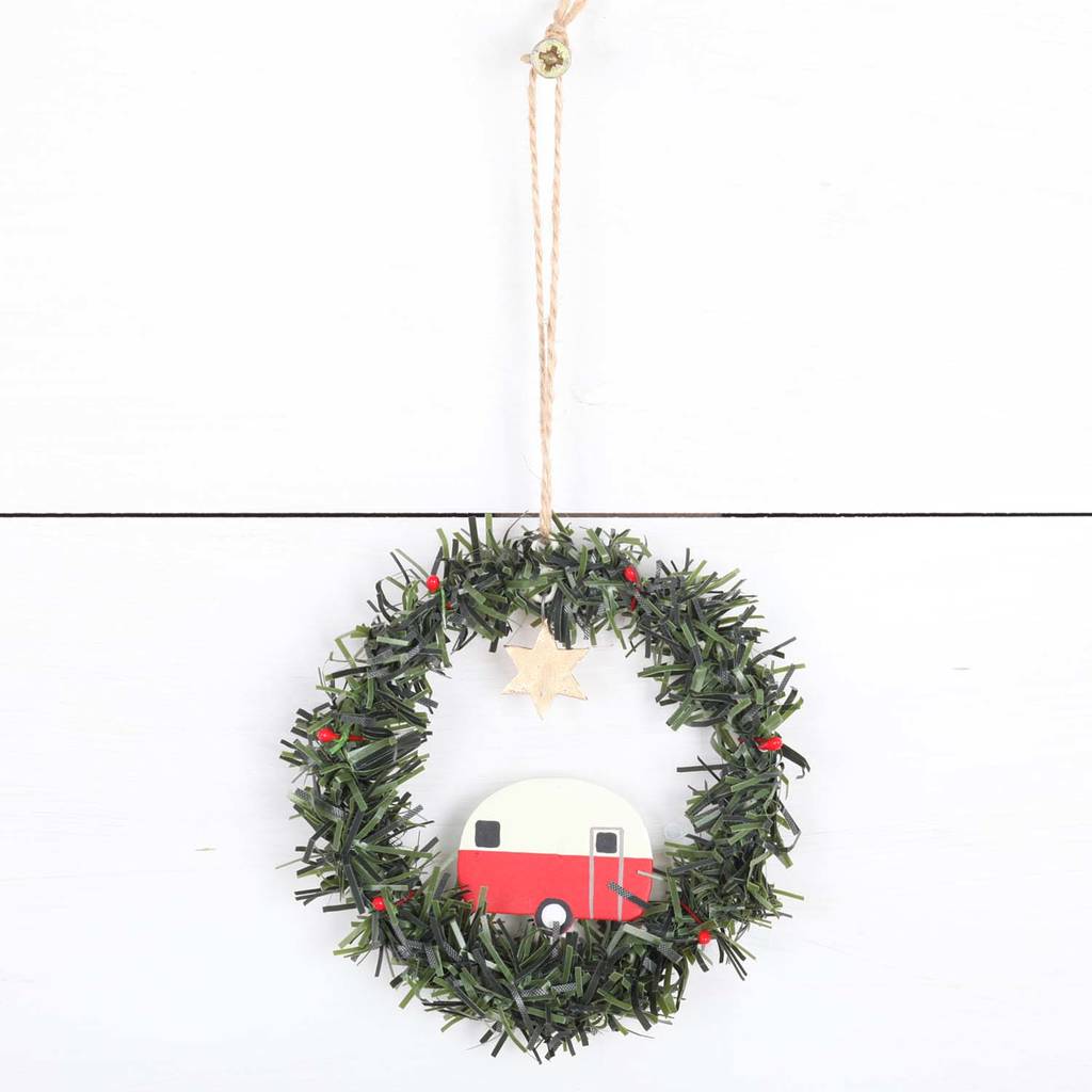 Caravan In Wreath Christmas Tree Decoration By Red Berry Apple