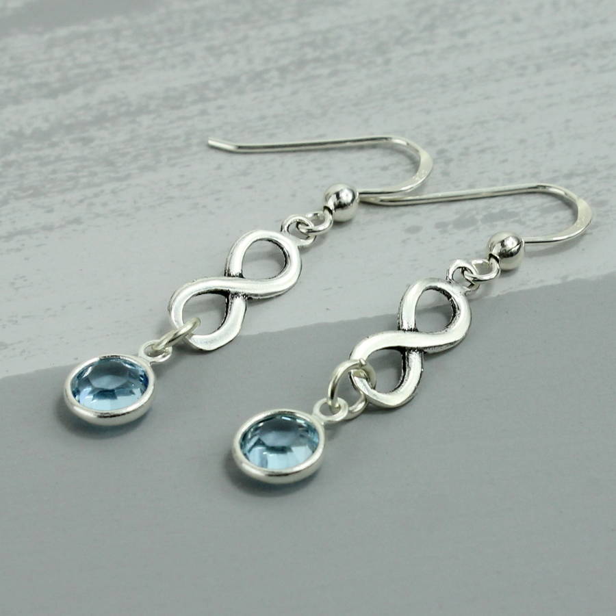 Sterling Silver Infinity Birthstone Earrings By Joy Corrine Smith Infinity Earrings