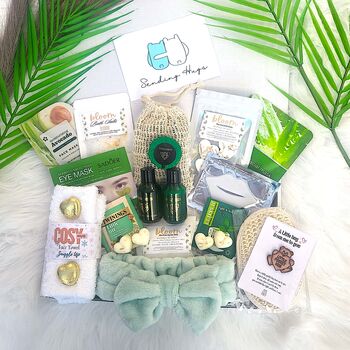 Relaxing Green Spa Self Care Pamper Hamper Gift Box, 8 of 12