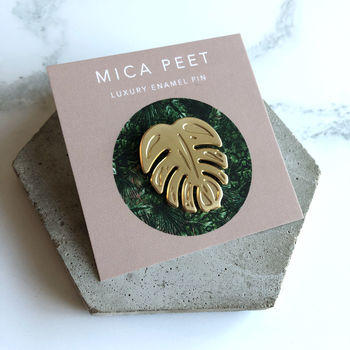 Gold Plated Monstera Enamel Pin, 4 of 4